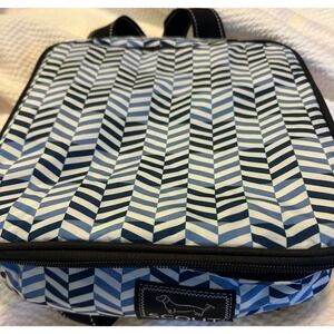 SCOUT Insulated Lunch Bag Cooler Chevron Blue White‎ Black Top Handle Zip
